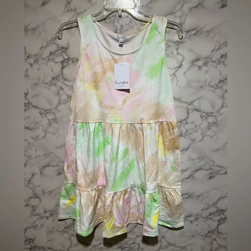 Love, Fire NWT Girl's Pastel Tie Die Dress - Size XL